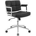 Modway Furniture 39.5 H X 26 W X 25 L In. Portray Mid Back Upholstered Vinyl Office Chair, Black EEI-2686-BLK